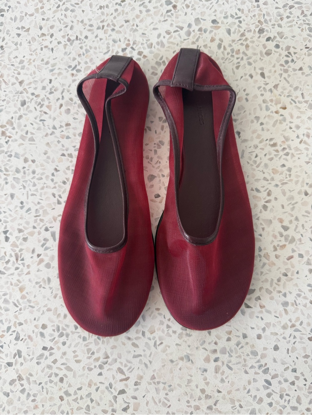 Dear Frances Burgundy mesh Ballet Flats